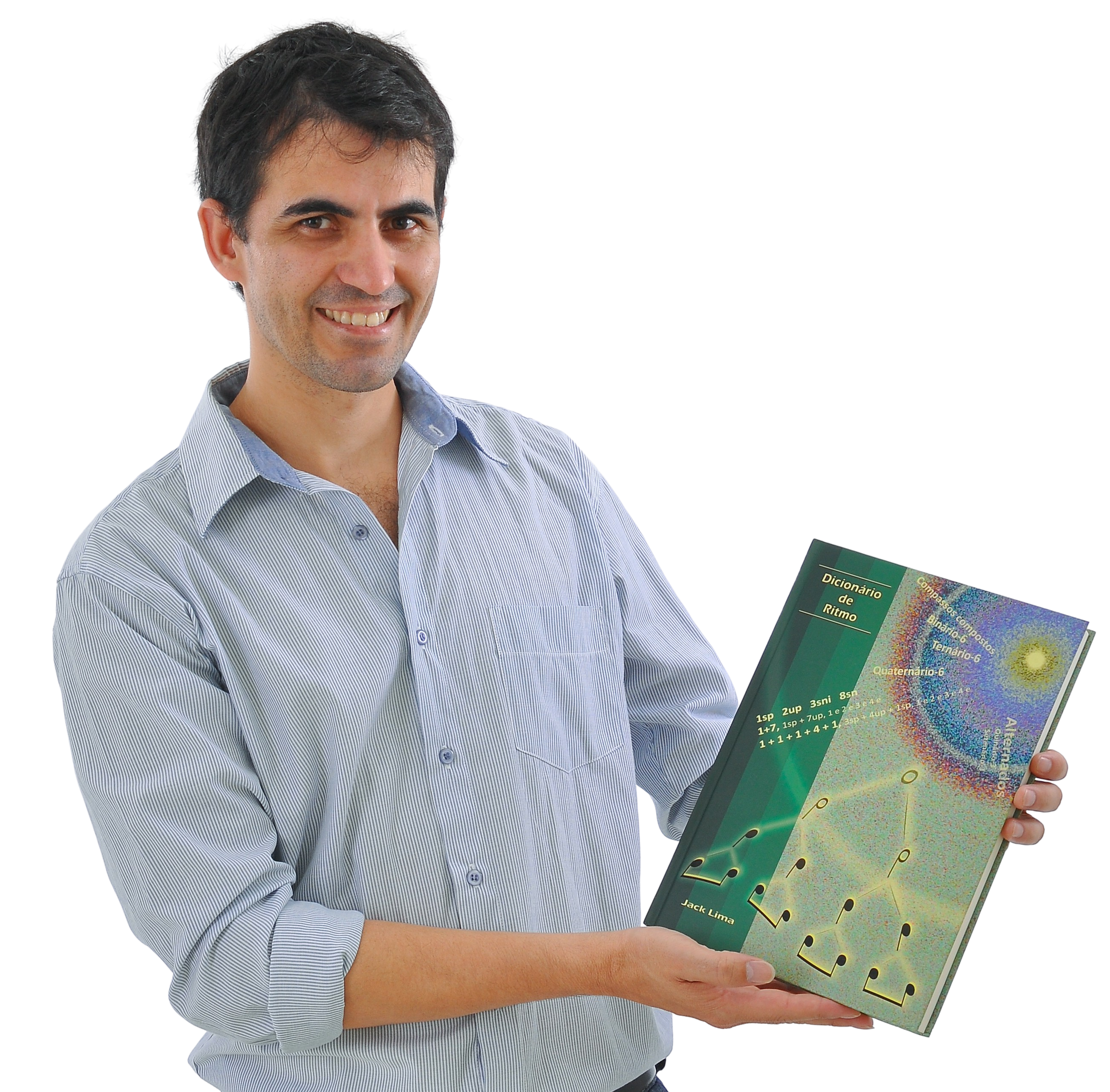 Jack Lima segurando o livro Dicionário de Ritmo